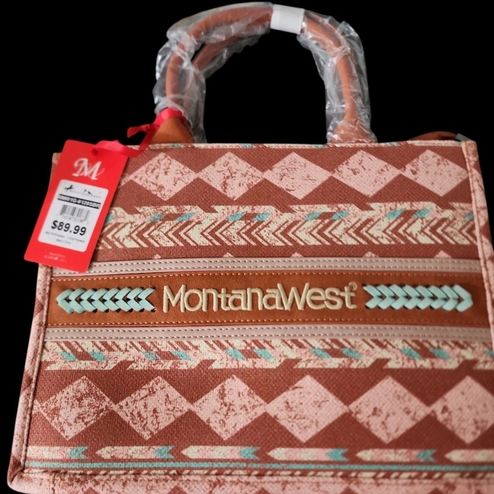 Montana West Geometric Brown and Tan Satchel